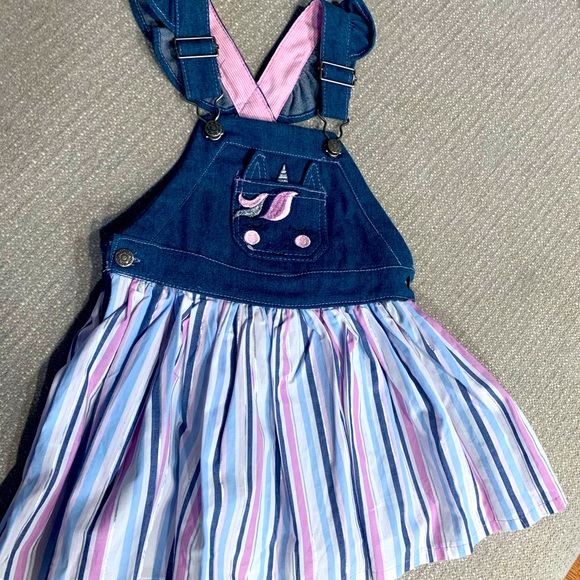 Unicorn Overall Dress with T-shirt. Size 4t.
